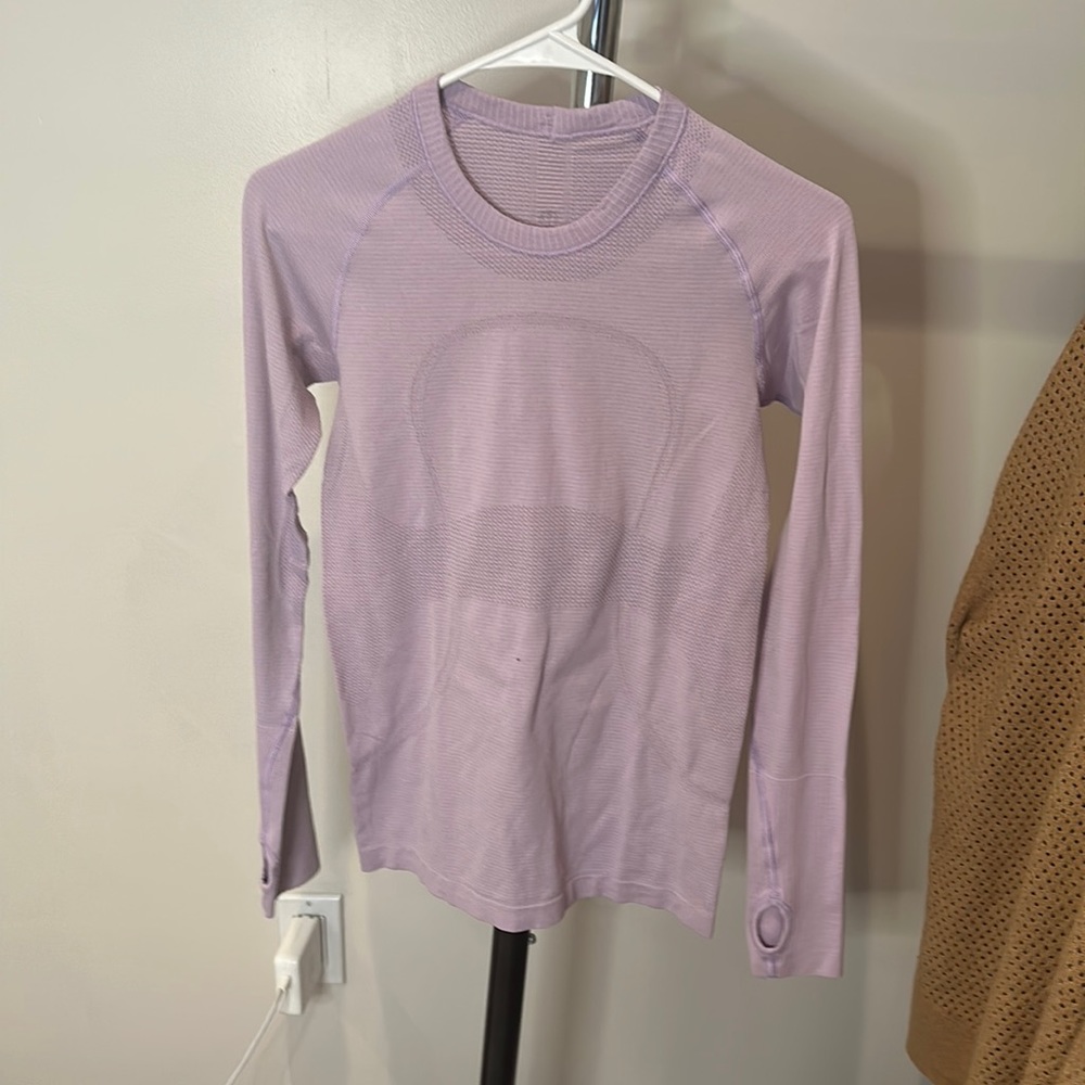 lululemon light purple long sleeve swiftly tech shirt 2.0